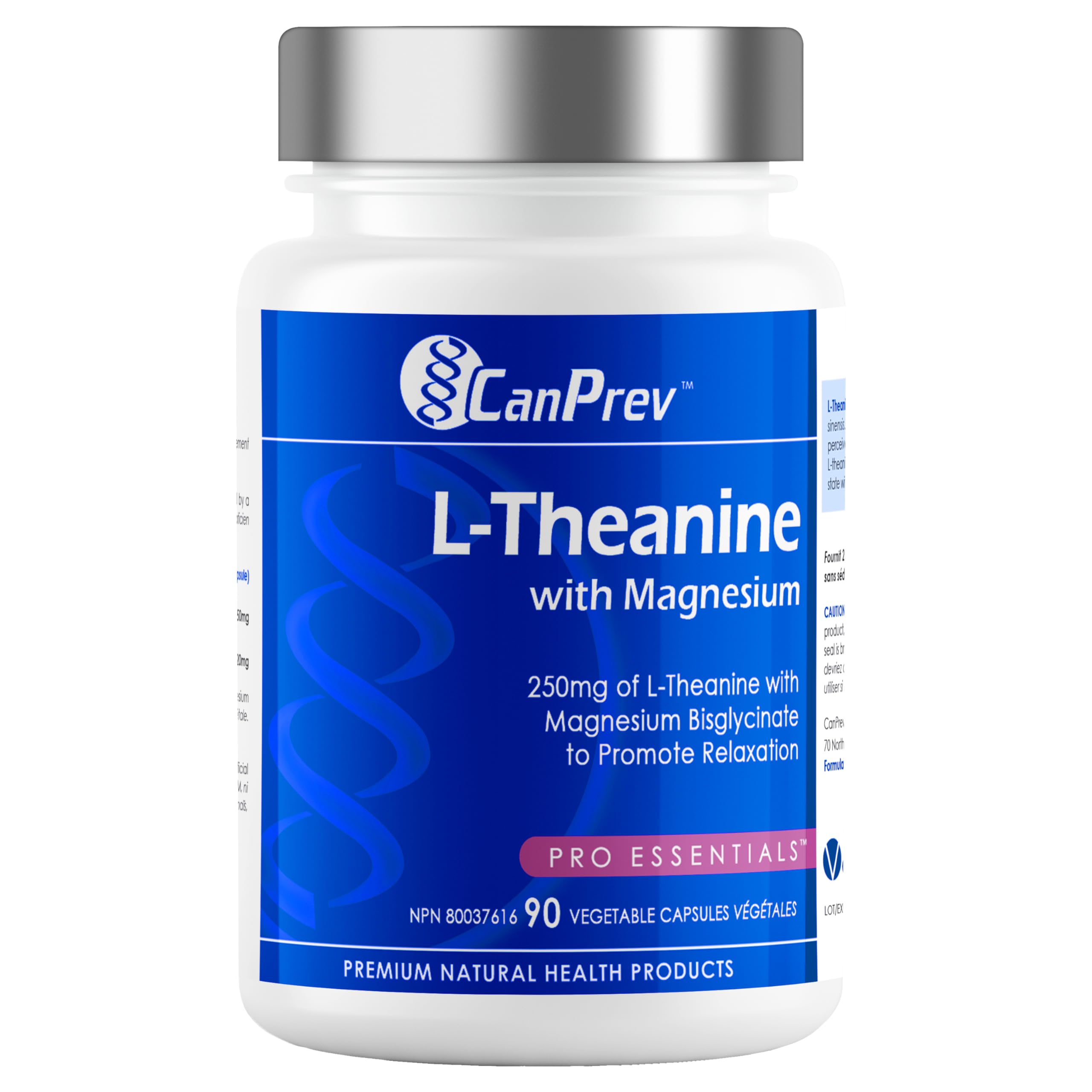 CanPrev L-Theanine with Magnesium, 90 Capsules 90-Day Supply - Promote Relaxation and Calmness - Without Drowsiness - Synergistic Blend for Well-being Management - Vegan, Non-GMO and Gluten-Free 🍁 All In One Marketplace Canada