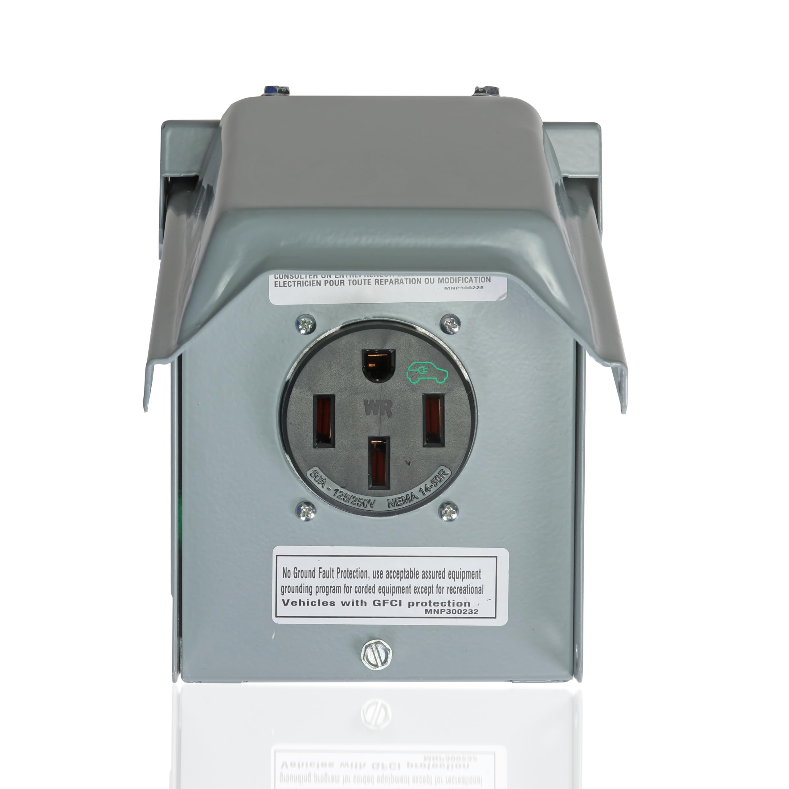 Leviton 50A Outdoor EV Charging Outlet with Metal Weather-Resistant Cover, Surface Mount, EVCVM-050, Gray 🍁 All In One Marketplace Canada