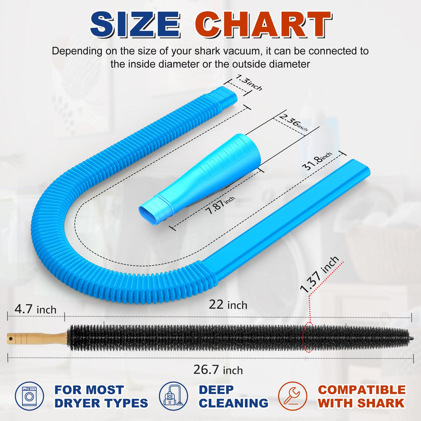 Sealegend 2 Pieces Dryer Vent Cleaning Kit, Flexible Lint Vacuum Hose Attachment and Lint Brush Lint Remover Power Washer, Blue 🍁 All In One Marketplace Canada