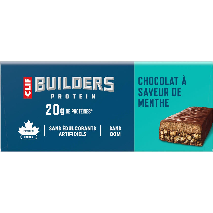 CLIF BUILDERS Protein Bars, Chocolate Mint Flavour, 20g of Protein, Prepared in Canada, Gluten Free, No Artificial Sweeteners, 68 g (Pack of 12), Prepared in Canada 🍁 All In One Marketplace Canada