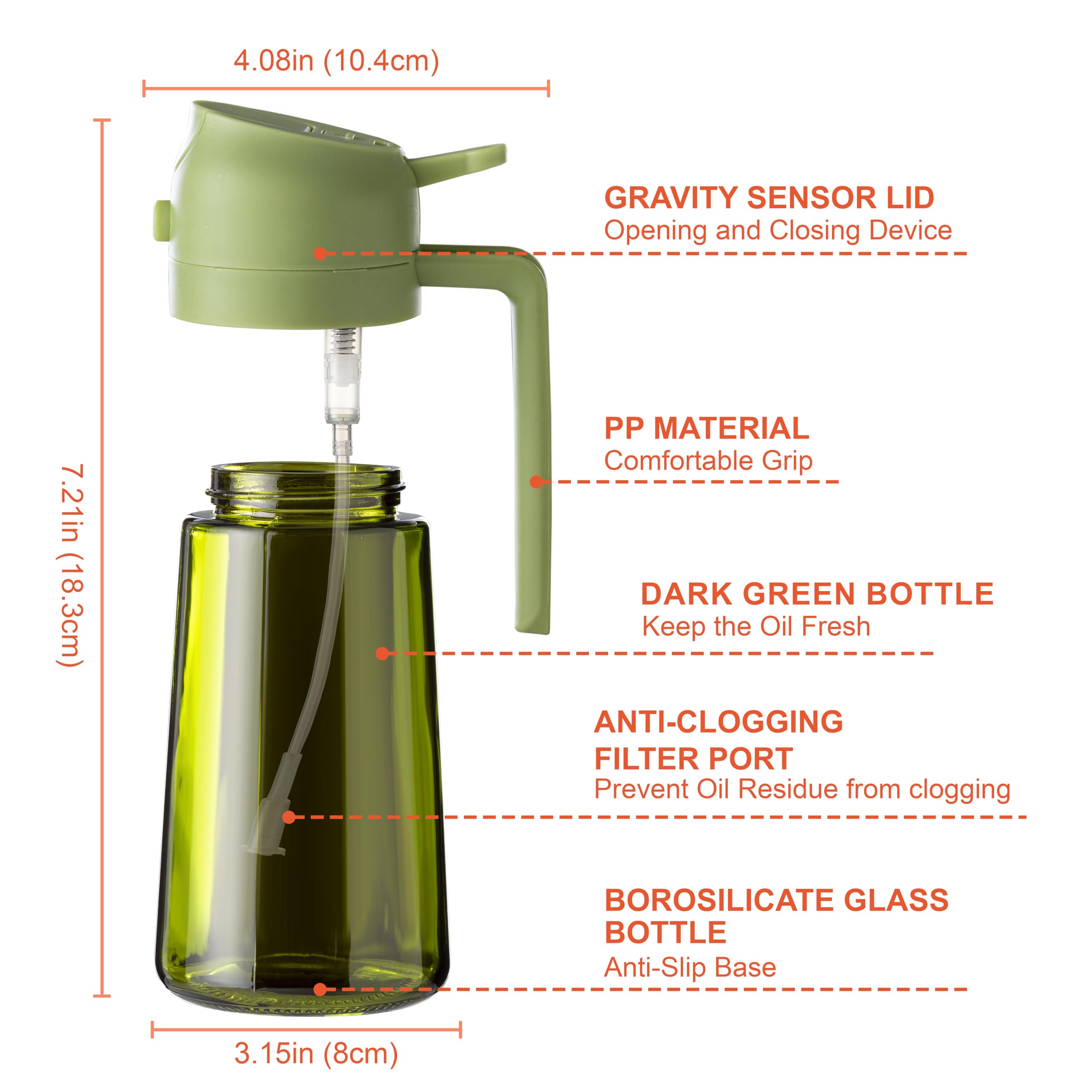 CXINYI 16oz/470ml Olive Oil Dispenser Bottle with Stickers - 2 in 1 Olive Oil Spray Bottle, Air Fryer & Salad, Light-Proof Glass Kitchen Gadgets, Black&Green 🍁 All In One Marketplace Canada