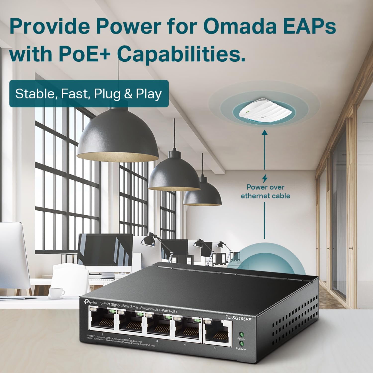 TP-Link 5–Port Gigabit PoE Switch, 4 PoE+ Ports @65W, Easy Smart (TL-SG105PE) 🍁 All In One Marketplace Canada