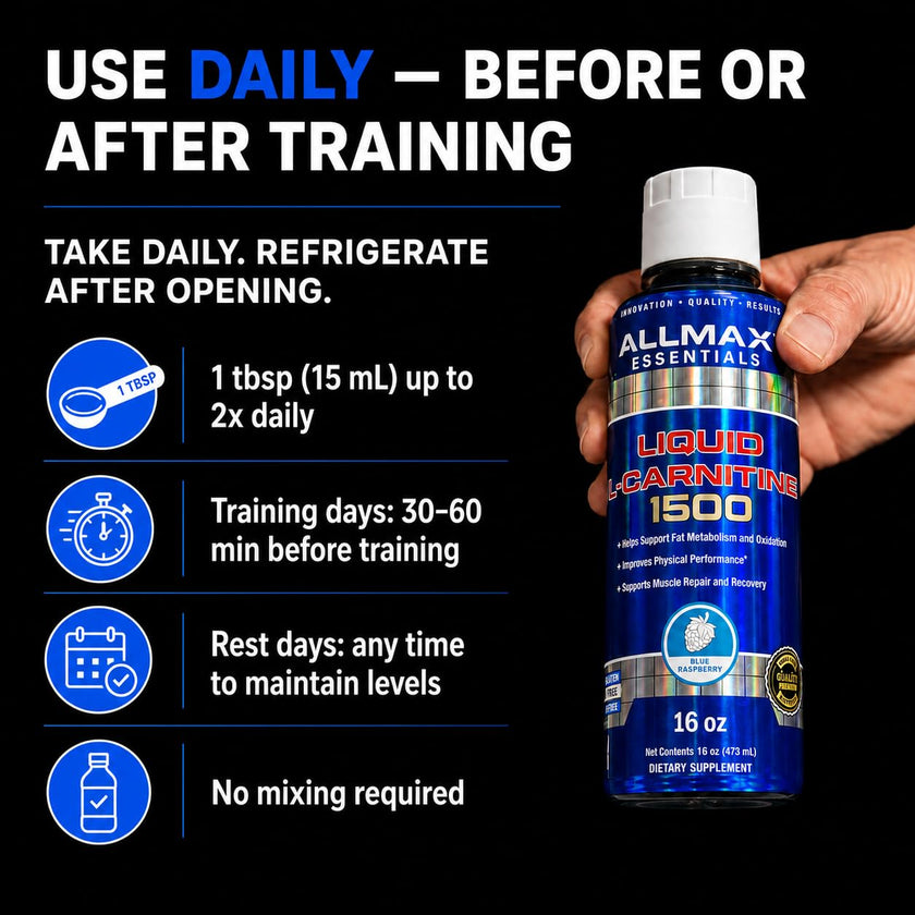 ALLMAX Nutrition Liquid L-Carnitine 1500 Miligrams, Blue Raspberry, 16 oz (473 ml) 🍁 All In One Marketplace Canada
