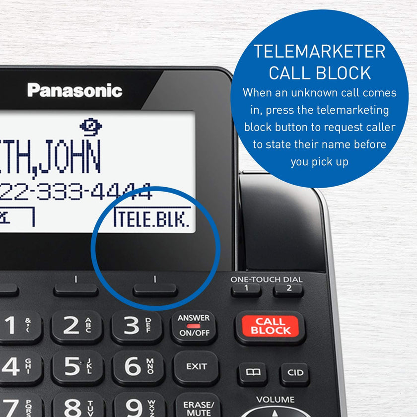 Panasonic DECT 6.0 2-in-1 Corded/Cordless Phone with Answering Machine, Advanced Call Block (1,000 Numbers), and Talking Caller ID - 1 Cordless Handset - KX-TGF870CB, Black 🍁 All In One Marketplace Canada