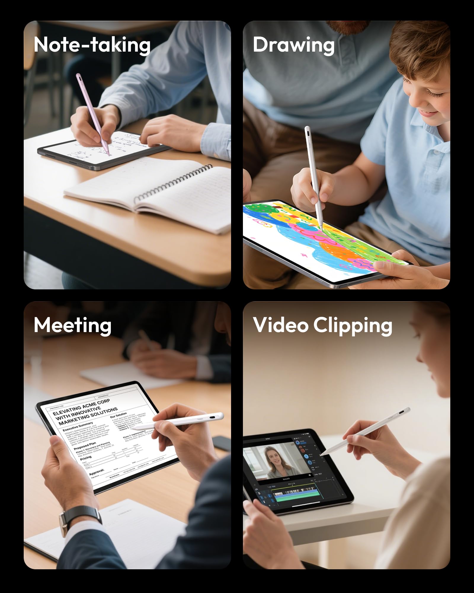 Metapen A8 iPad Pencil,Palm Rejection,4Min Fast Charging,Magnetic Attachment,Stylus Pen Compatible with iPad A16 6th-11th Gen, Air 3/4/5/M2/M3/M4, Pro 11