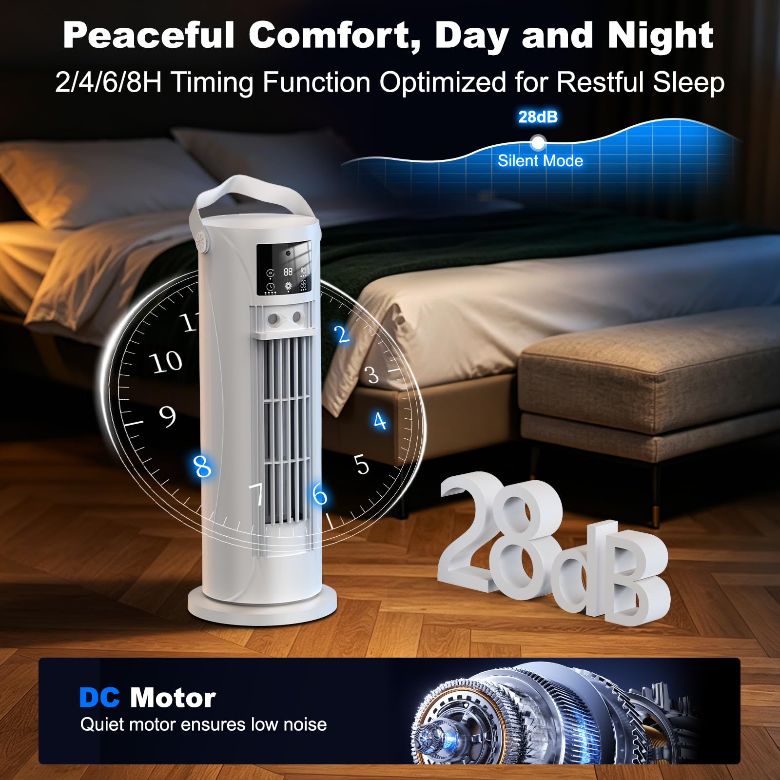 Portable Air Conditioners, 120 °rotating tower fan, portable AC for 3 wind speeds,Storm mode, 8H timing, Evaporative Air Cooler with remote control,750ML water tank, spray,cooling fan for home - white 🍁 All In One Marketplace Canada