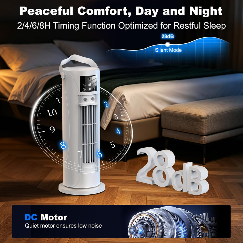 Portable Air Conditioners, 120 °rotating tower fan, portable AC for 3 wind speeds,Storm mode, 8H timing, Evaporative Air Cooler with remote control,750ML water tank, spray,cooling fan for home - white 🍁 All In One Marketplace Canada