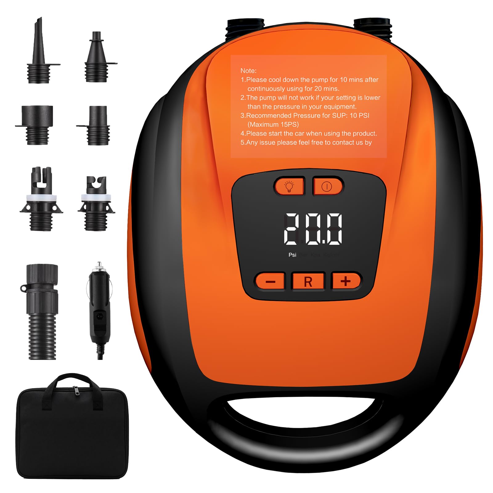 Paddle Board Pump, SUP Electric Air Pump, Portable 20 PSI Air Compressor, Auto-Off Inflation & Deflation Function with 12V DC Car Cigarette Lighter for Paddle Board,Inflatable Sups, Kayaks and Boats 🍁 All In One Marketplace Canada