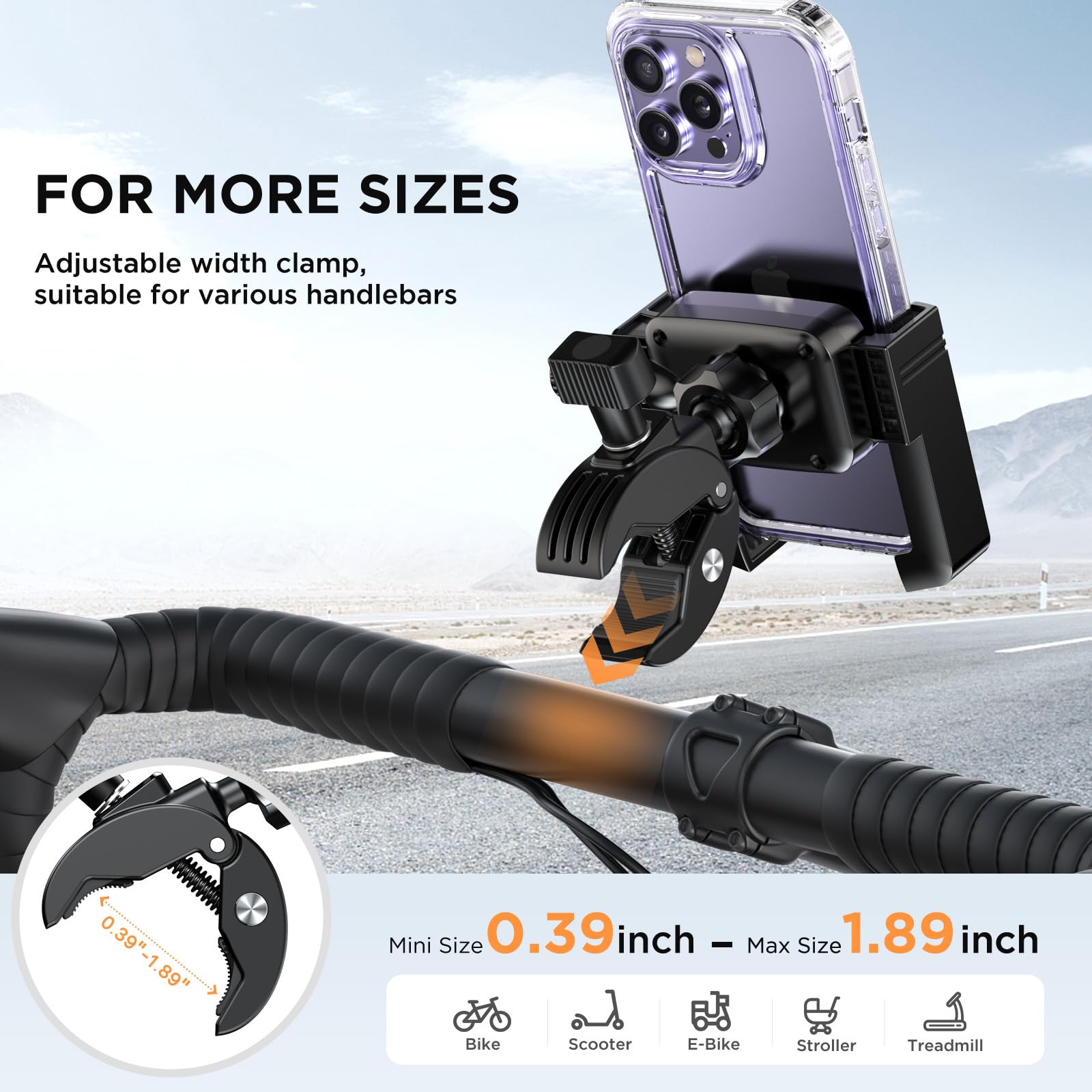 Miracase Bike Motorcycle Phone Holder, [1s Quick Lock] Bicycle Phone Mount Handlebar Cell Phone Clamp for Scooter, Compatible with iPhone Samsung Google 🍁 All In One Marketplace Canada