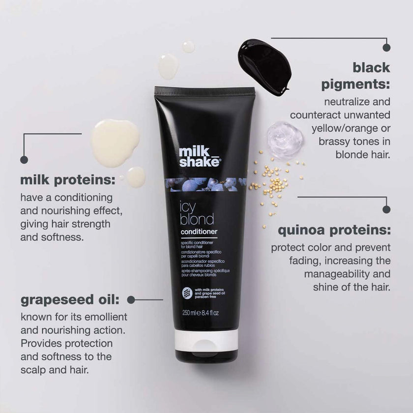 milk_shake Icy Blond Conditioner - Black Pigment Silver Conditioner for Very Light Blond and Platinum Hair, 8.4 Fl Oz (250 ml) 🍁 All In One Marketplace Canada
