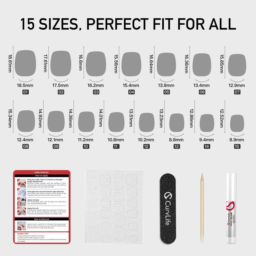 Curvlife 30pcs Short Press On Nails, Shining Stick on Fake Nails Design Glossy Acrylic Nails Tips Glue on Square Press on Nails For Women False Nail Kit With Nail Glue (French Gradient Pink) 🍁 All In One Marketplace Canada