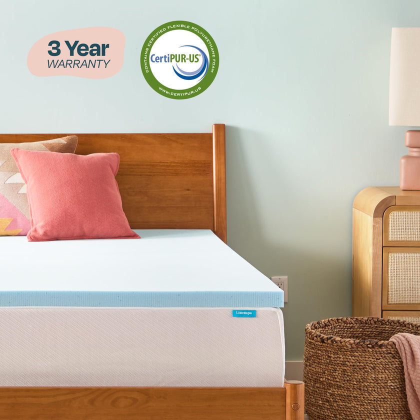 Linenspa 2 Inch Memory Foam Mattress Topper, Gel Infused Twin XL Mattress Topper, CertiPUR-US Certified 🍁 All In One Marketplace Canada