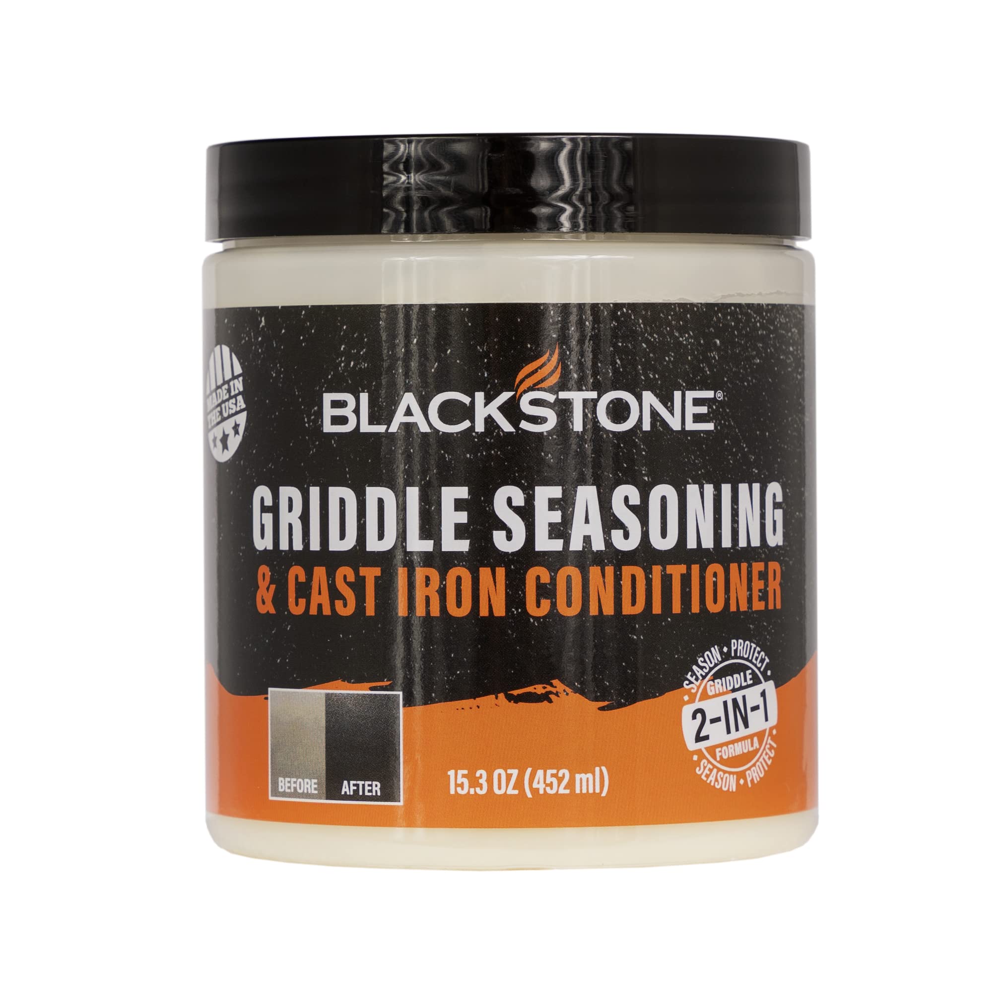 Blackstone 4146 Griddle Conditioner Kit 2-in-1 Cast Iron Season Oil for Grill Grates, Skillet, Dutch Oven, Pots & Pans-Clean, Protect, Condition & Care-Plant Based & Vegan, 15.3 Ounce (Pack of 1) 🍁 All In One Marketplace Canada