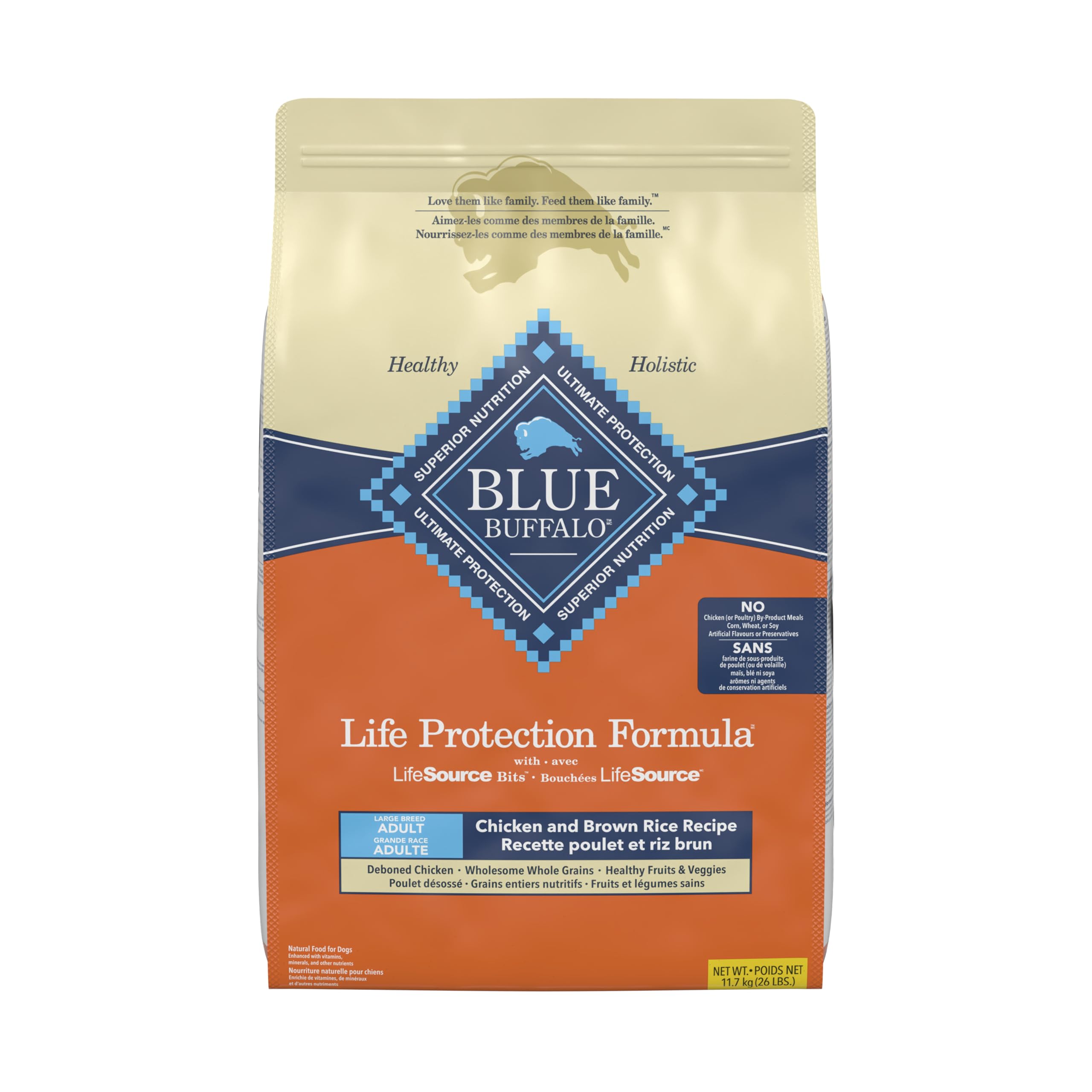 Blue Buffalo Life Protection Formula Large Breed Adult Dry Dog Food, Promotes Joint Health and Lean Muscles, Made with Natural Ingredients, Chicken & Brown Rice Recipe,11.7kg/26 lbs 🍁 All In One Marketplace Canada