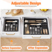Ceecysaa Cutlery Organizer with 2 Removable Knife Blocks, Expandable Utensil Tray,Adjustable Cutlery Tray Drawer Organizer for Spoons, Knives, Kitchen Organizers and Storage,ABS,Black(6-9 Slots) 🍁 All In One Marketplace Canada