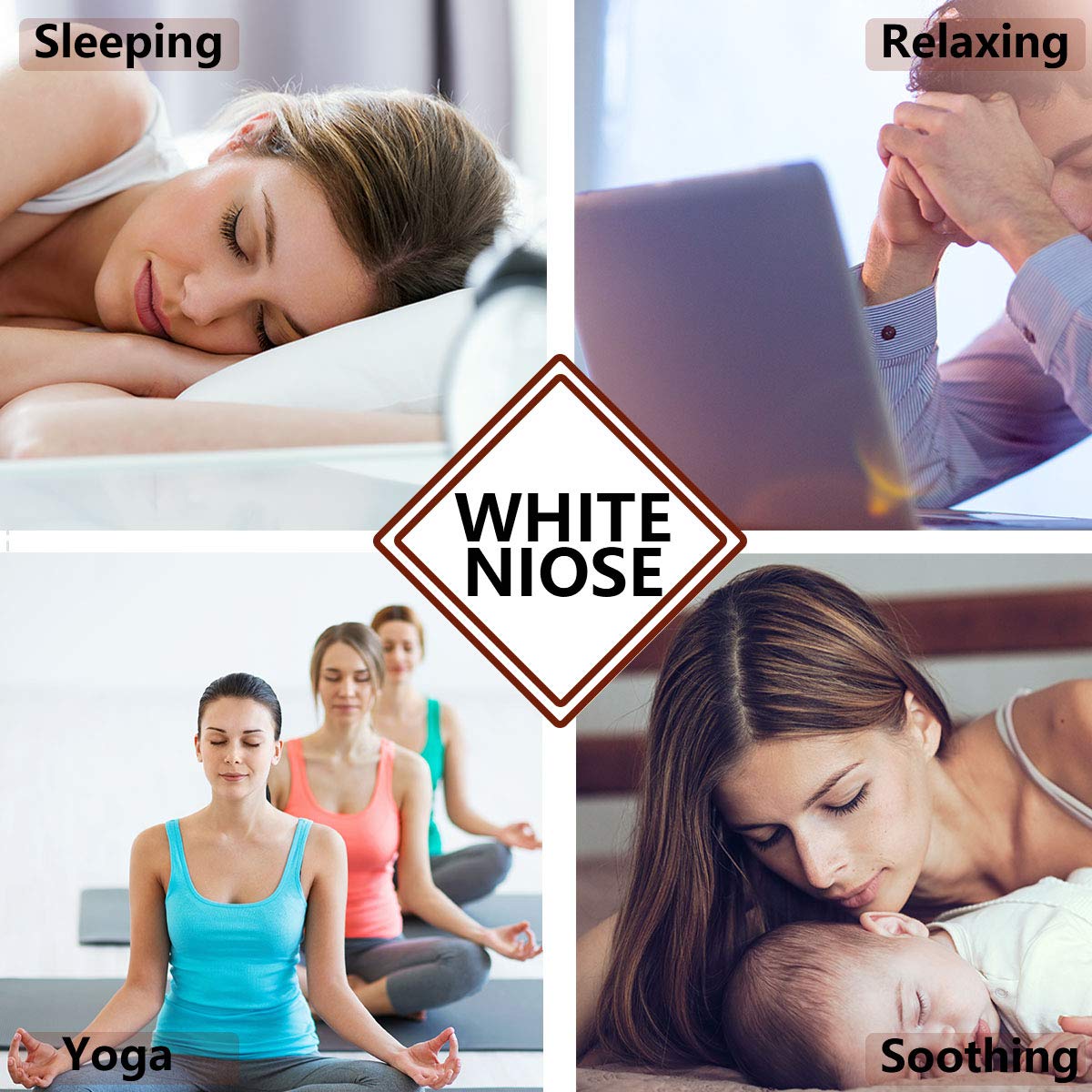 Magicteam Sleep Sound White Noise Machine with 20 Natural Soothing Sounds and Memory Function 32 Levels of Volume Powered by AC or USB and Sleep Timer Sound Therapy for Baby Kids Adults (White) 🍁 All In One Marketplace Canada
