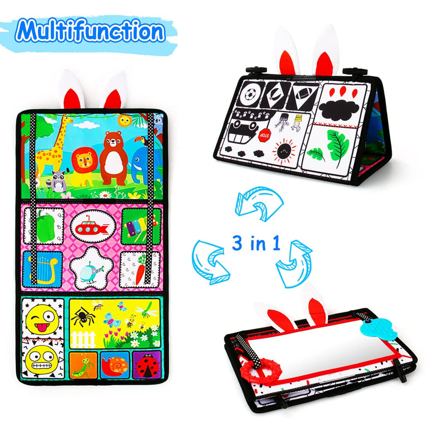 Inbeby Tummy Time Mirror Toy & Play Activity Cinrkle Mat, Black and White High Contrast Baby Newbron Toys 0 3 6 Months Brain Development, Snesory Texture Piano Infant Toys 0 3 6 Months with Squeaker 🍁 All In One Marketplace Canada