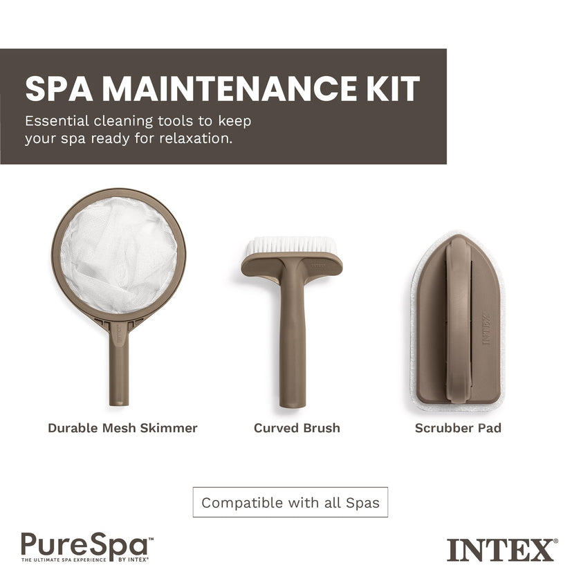 Intex PureSpa Hot Tub and Spa Maintenance Accessory Kit with Curved Brush, Mesh Net Skimmer, and Scrubber for Inflatable PureSpa Home Hot Tubs 🍁 All In One Marketplace Canada