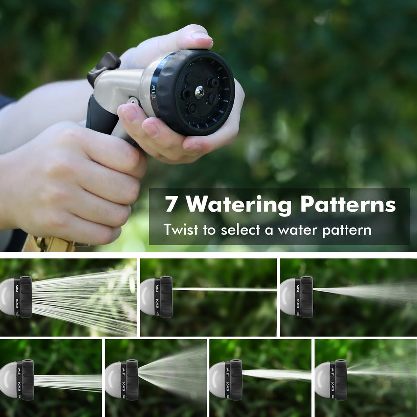 RESTMO Garden Hose Nozzle, Heavy Duty Metal Water Hose Nozzle with 7 Adjustable Spray Patterns, High Pressure Hand Sprayer with Flow Control, Best for Watering Plant & Lawn, Washing Car & Pet, Black 🍁 All In One Marketplace Canada