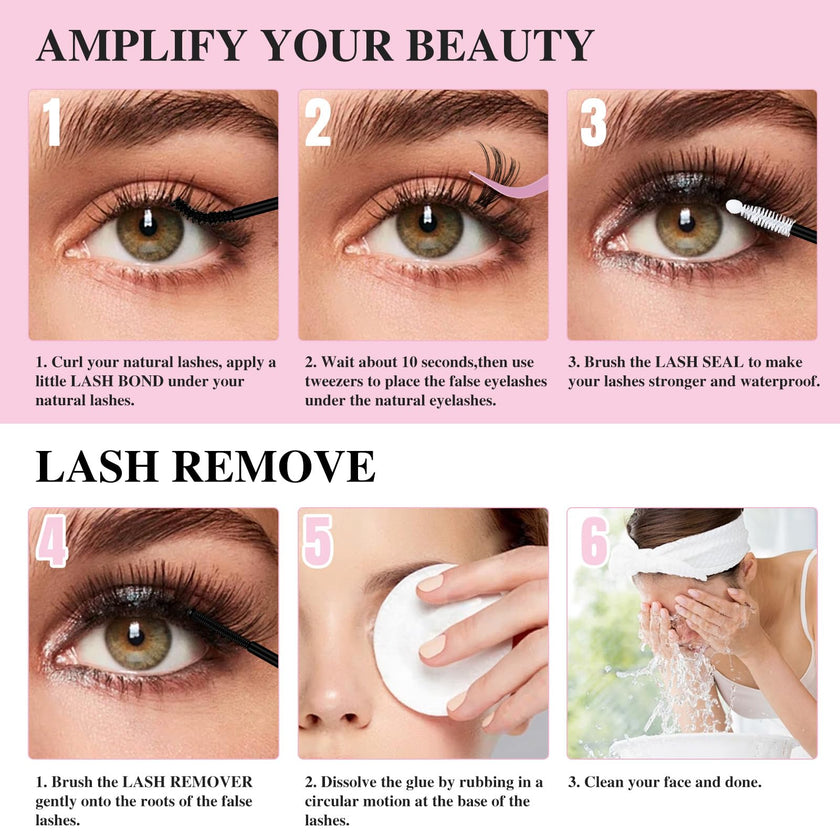 Mayhug Lash Cluster Glue Waterproof Lash Bond and Seal Kit with Lash Glue Remover and Tweezers Long-Lasting For DIY Eyelash Extension At Home Use Beginners Friendly Kit 4-in-1 🍁 All In One Marketplace Canada