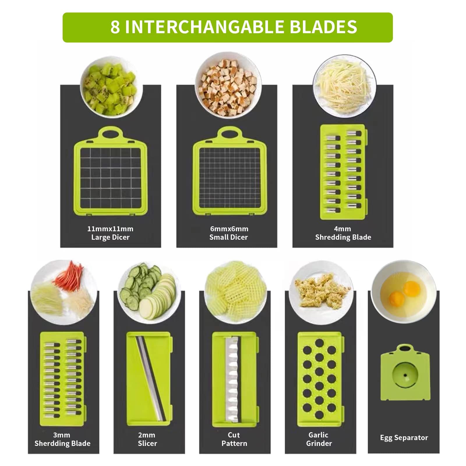 Vegetable Chopper Cutter Slicer Multifunctional 13-in-1 Food Veggie Onion Potato Fruit Chopper Cutter Dicer with Container, 8 Interchangable Blades, Hand Protector, Drain Strainer, Cleaning Brush 🍁 All In One Marketplace Canada