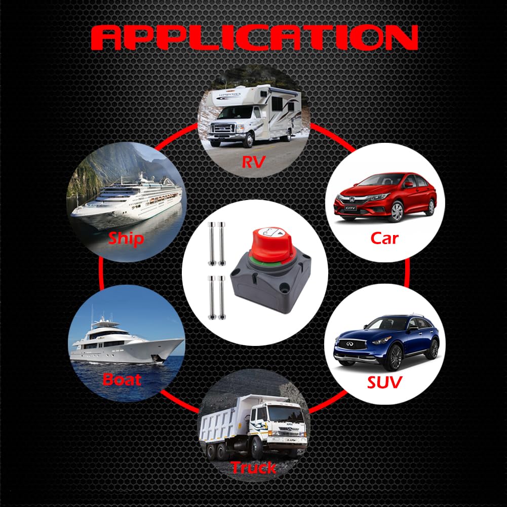 Ampper Battery Disconnect Switch, 12-48 V Battery Power Cut Master Switch Disconnect Isolator for Car, Vehicle, RV and Boat (On/Off) 🍁 All In One Marketplace Canada