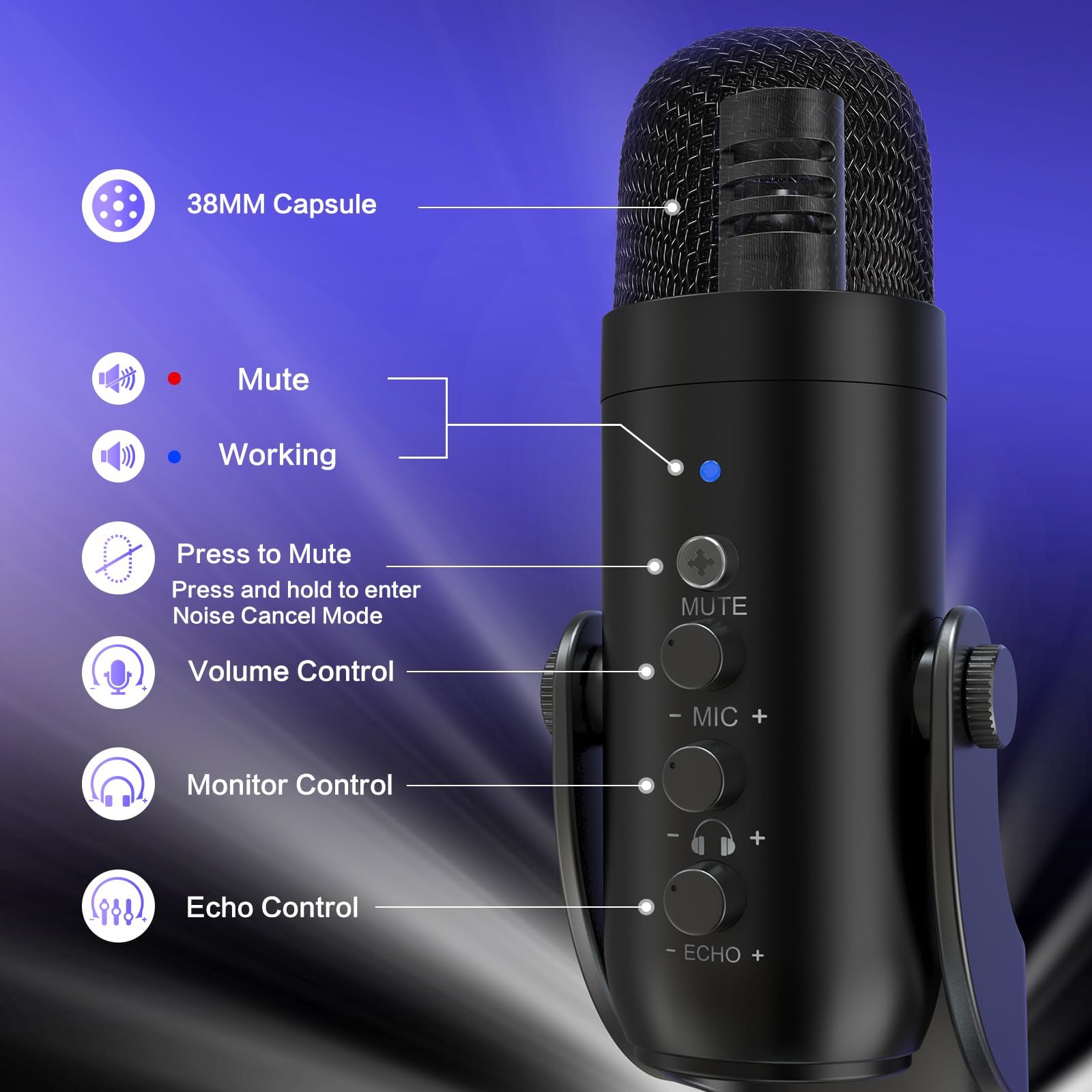 ZealSound Podcast Microphone for PC, Noise Cancellation USB Mic with Gain, Volume Adjustment & Mute Button, Monitoring & Echo, for YouTube, TikTok, Podcasting, Streaming, iPhone, iPad, Android, Mac 🍁 All In One Marketplace Canada