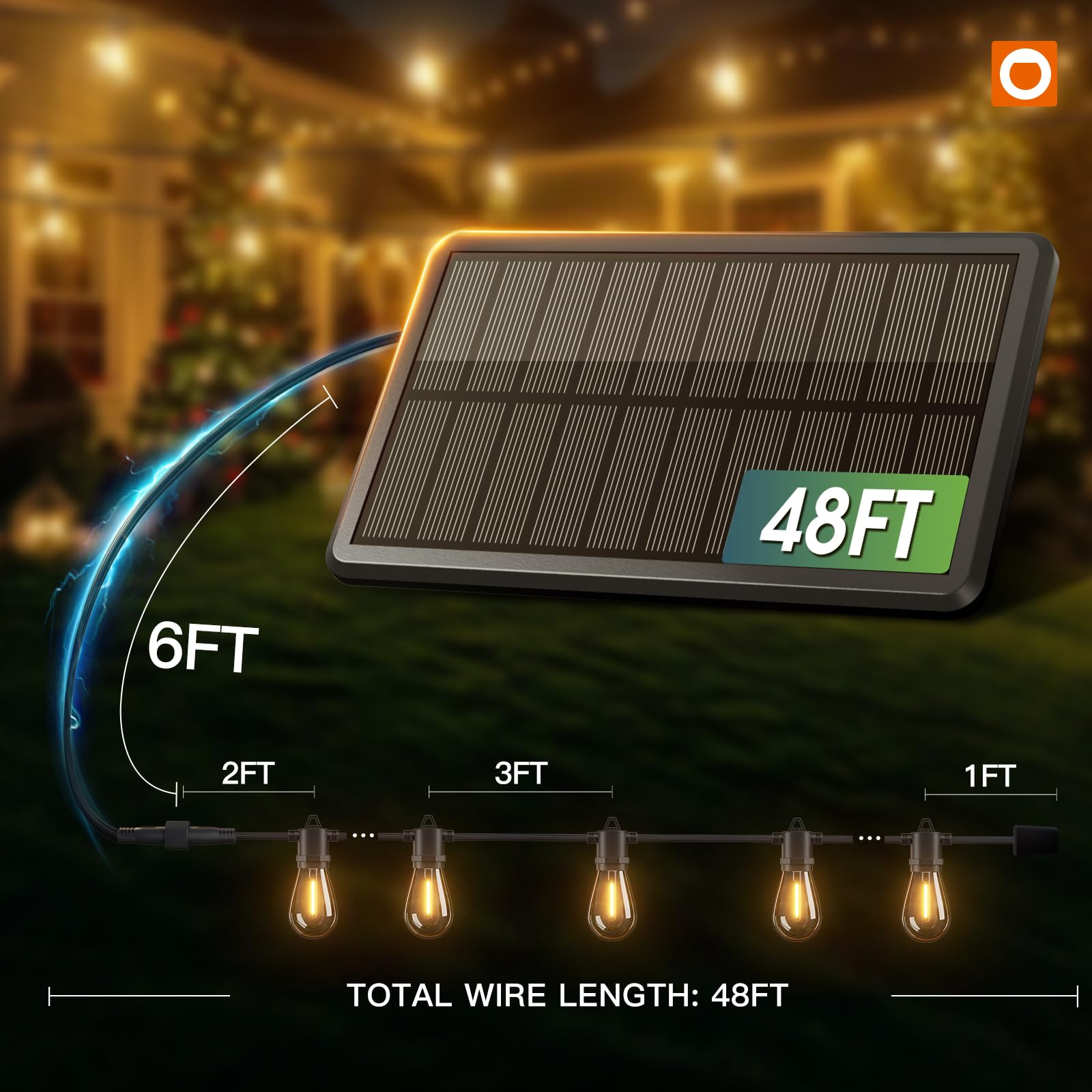 addlon 54FT(48+6) Solar String Lights Outdoor Waterproof with Remote&USB Port Solar Patio Lights Long Last for 20+Hrs, 3 Light Modes, Dimmable Solar Lights for Outside Backyard Party 🍁 All In One Marketplace Canada