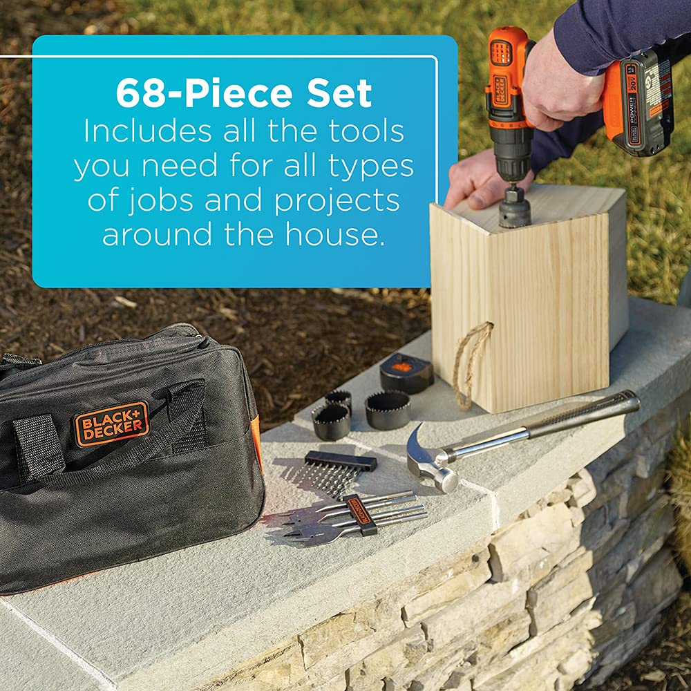 BLACK+DECKER 20V Max Drill & Home Tool Kit, 68 Piece (LDX120PK) 🍁 All In One Marketplace Canada