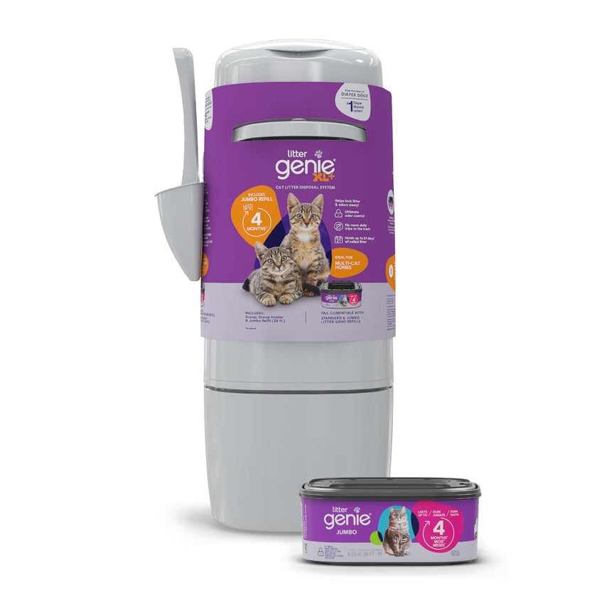Litter Genie XL+ Pail – Ideal for Multi cat Homes - Includes one Jumbo 24ft cat Litter Bags Refill, Scoop, and Scoop Holder 🍁 All In One Marketplace Canada