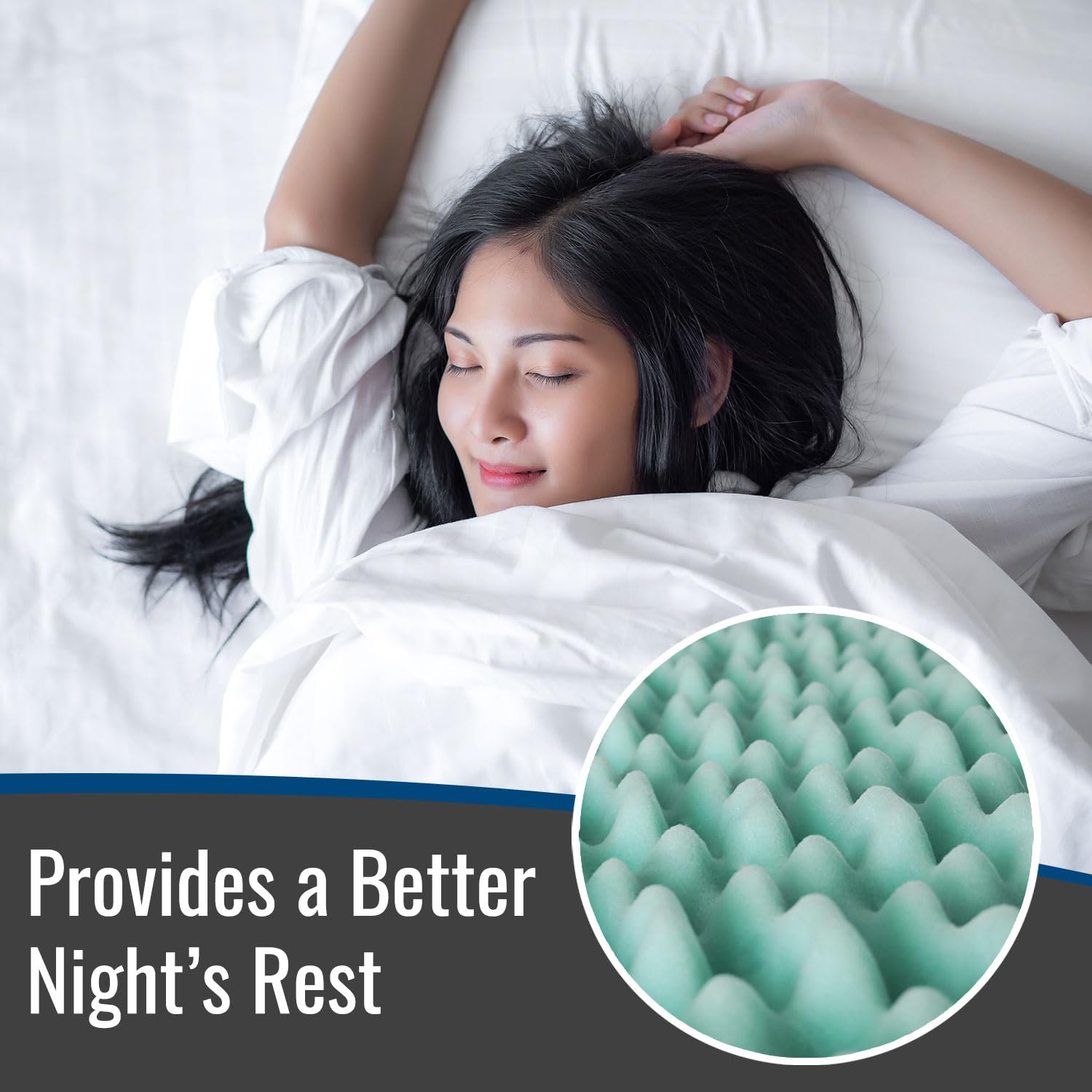 DMI Foam Mattress Topper, Egg Crate Foam Pad, Mattress Pad and Bed Topper for Support, Air Circulation, Pressure Relief and Weight Distribution, Twin Size Mattress, 33 x 72 x 2,Blue 🍁 All In One Marketplace Canada