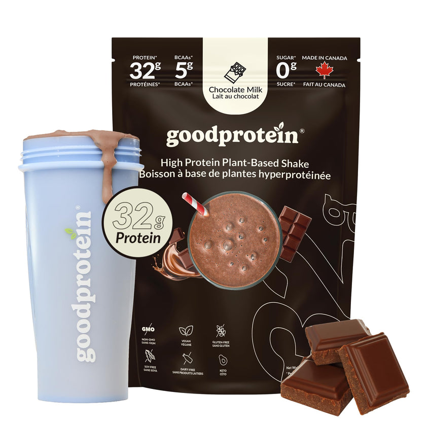 Good Protein – 32g Protein, Vegan High Protein Powder, 100% Natural, Non-GMO, Dairy-free, Gluten & Soy Free and No Added Sugar. Plant-Based Protein Shake (Chocolate Milk, 940 g) 🍁 All In One Marketplace Canada