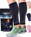 Calf Compression Sleeves for Men and Women - (1 Pair) Footless Compression Socks Support for Varicose Vein, Nursing, Pregnancy, Running - PhysFlex Leg Sleeve Brace for Shin Splints, Pain Relief and Reduces Swelling (Black, Medium)