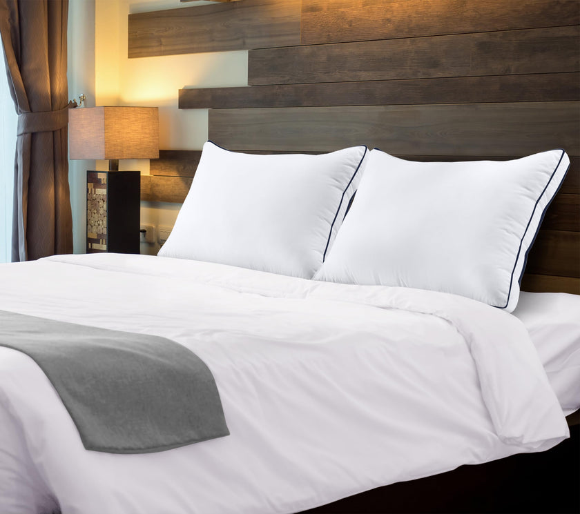 Utopia Bedding Bed Pillows for Sleeping Queen Size (Navy Hem), Set of 2, Cooling Hotel Quality, Gusseted Pillow for Back, Stomach or Side Sleepers 🍁 All In One Marketplace Canada