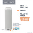 Diaper Genie Platinum Diaper Pail, Stone Grey - Made in Durable Stainless Steel and Includes 1 Easy Roll Refill with 18 Bags 🍁 All In One Marketplace Canada
