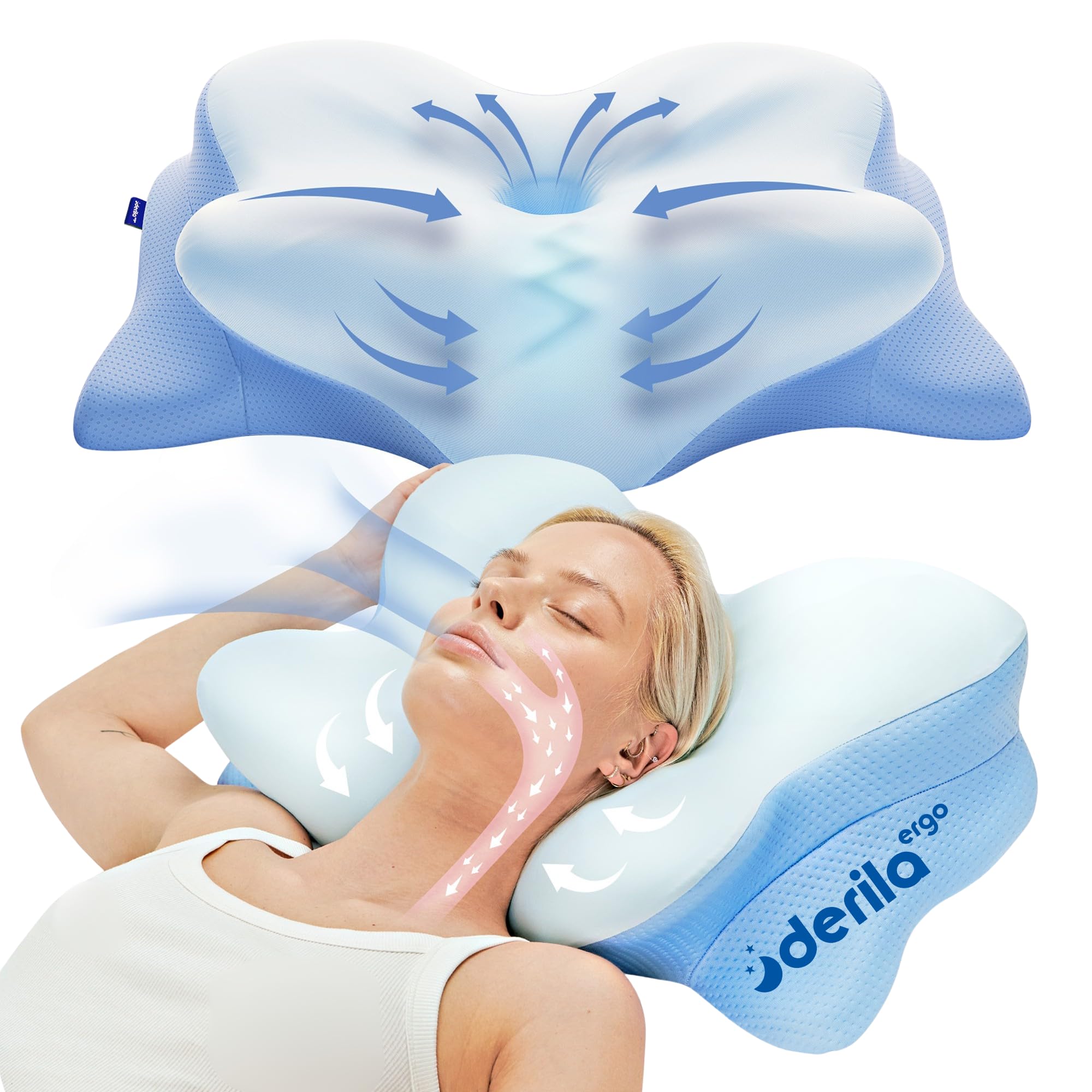 Derila Ergo Pillow Memory Foam Butterfly Neck Pillow, Side, Stomach Sleeper Pillows, oreiller Mousse memoire, Fete Des Meres Cadeaux Happy Mothers Day 21.25 x 14.17 x 4.72 inches 🍁 All In One Marketplace Canada