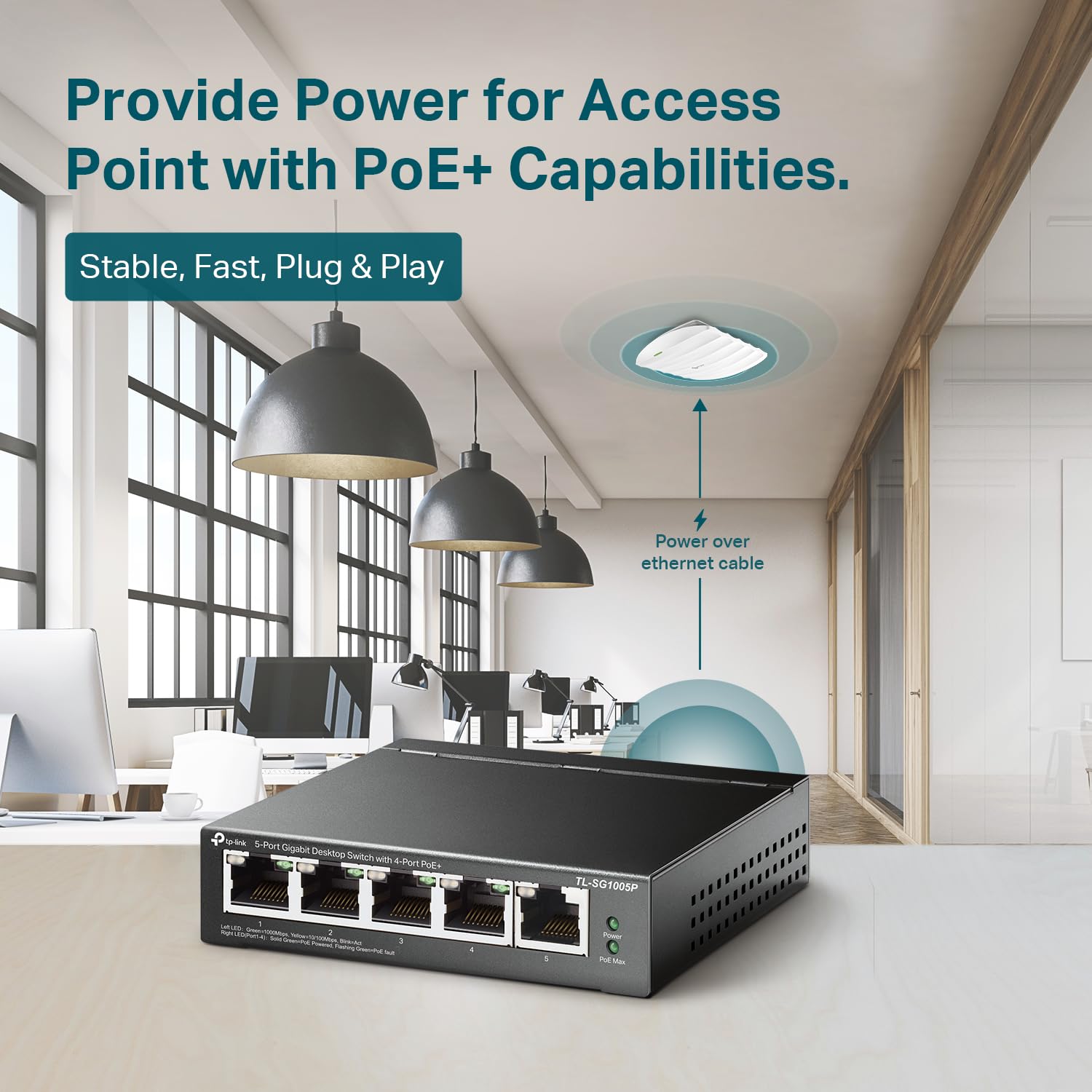 TP-Link 5–Port Gigabit PoE Switch, 4 PoE+ Ports @65W, Fanless, Black (TL-SG1005P) 🍁 All In One Marketplace Canada