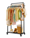 Sakugi Double-Rod Metal Clothing Rack with Wheels, Black 🍁 All In One Marketplace Canada