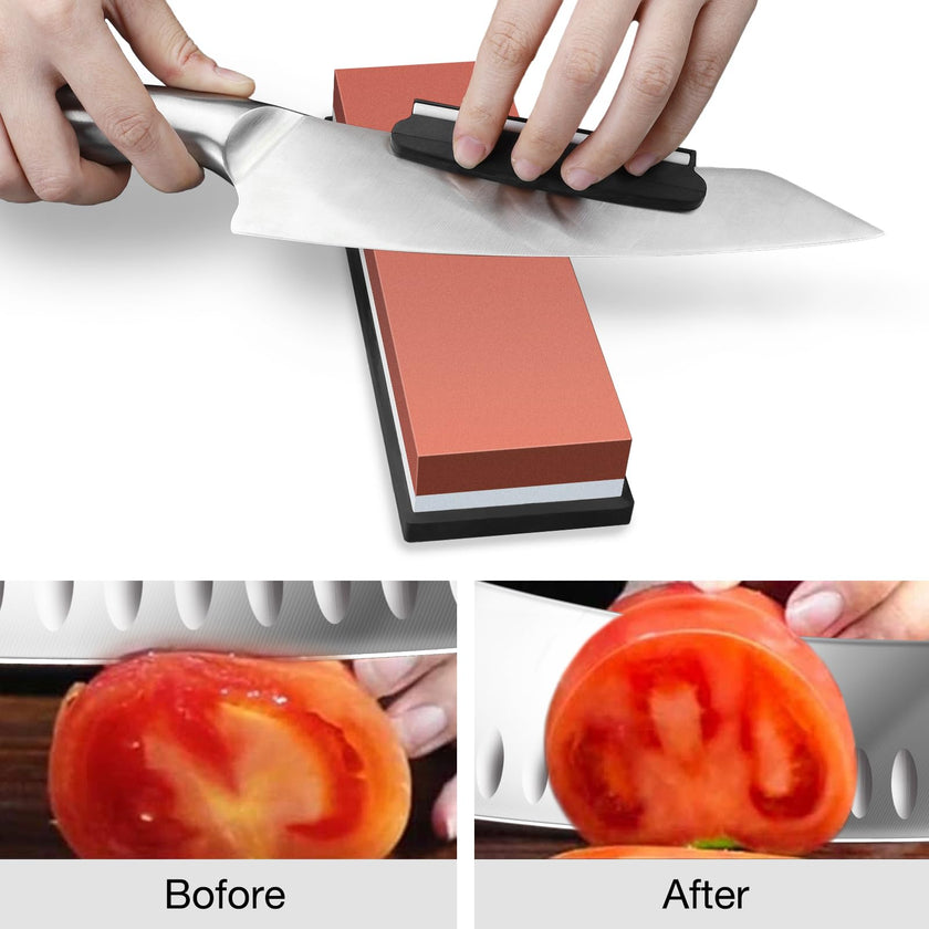 DDF iohEF Sharpening Stone, Whetstone grit 1000/6000, Professional 2-in-1 Double-Sided Knife Sharpener with Non-Slip Silicone Base and Angle Guide (red) 🍁 All In One Marketplace Canada