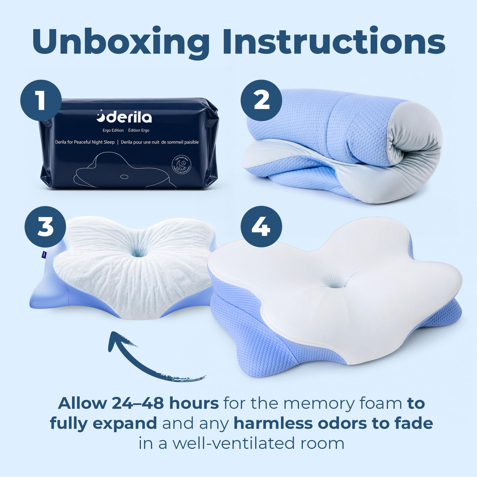 Derila Ergo Pillow Memory Foam Butterfly Neck Pillow, Side, Stomach Sleeper Pillows, oreiller Mousse memoire, Fete Des Meres Cadeaux Happy Mothers Day 21.25 x 14.17 x 4.72 inches 🍁 All In One Marketplace Canada