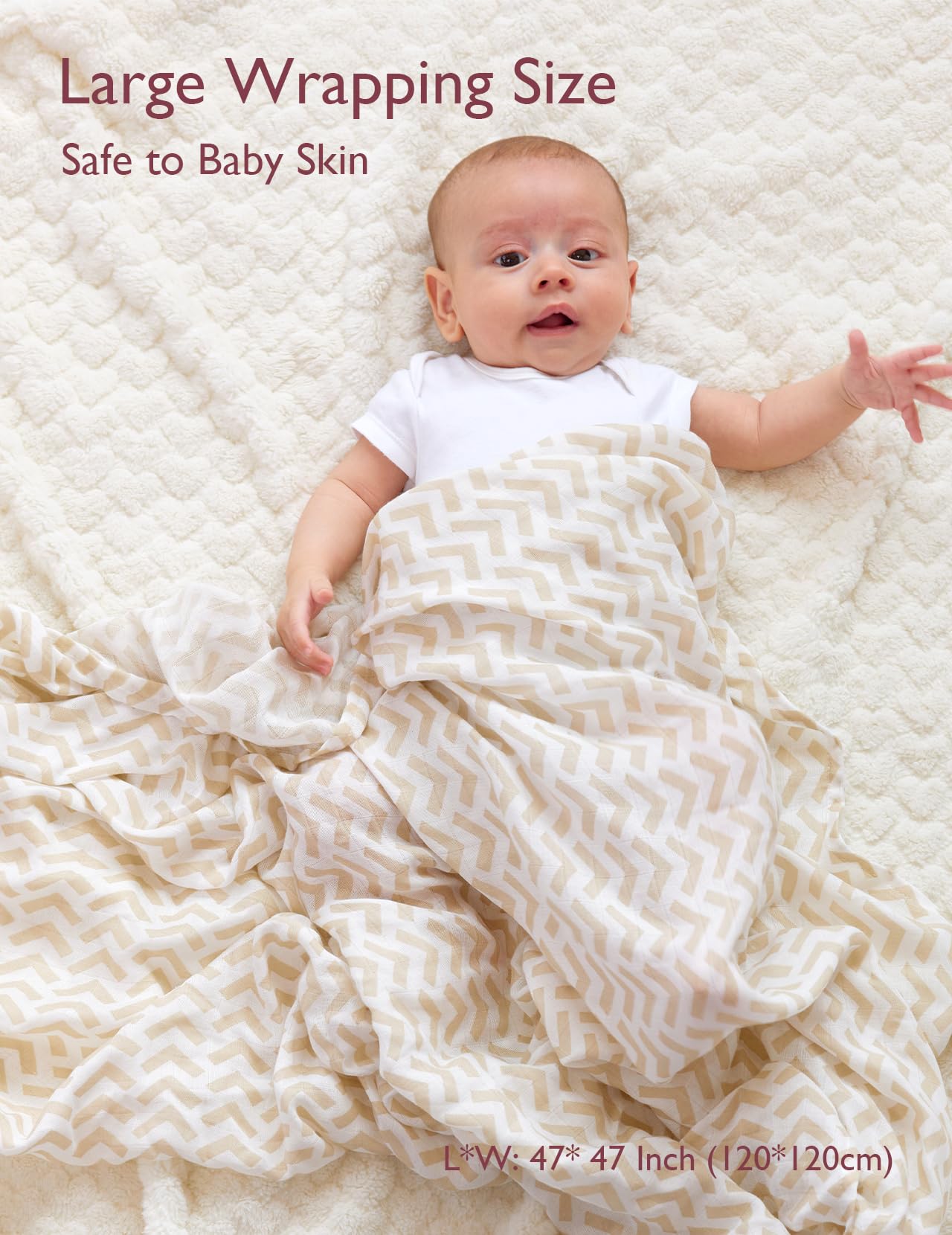 Momcozy Muslin Swaddle Blanket, 4 Pack Ultra Soft Neutral Swaddle Blankets, Breathable Large 47'' x 47'' Baby Infant Newborn Essentials, Boys Girls Receiving Blanket, Beige Star 🍁 All In One Marketplace Canada
