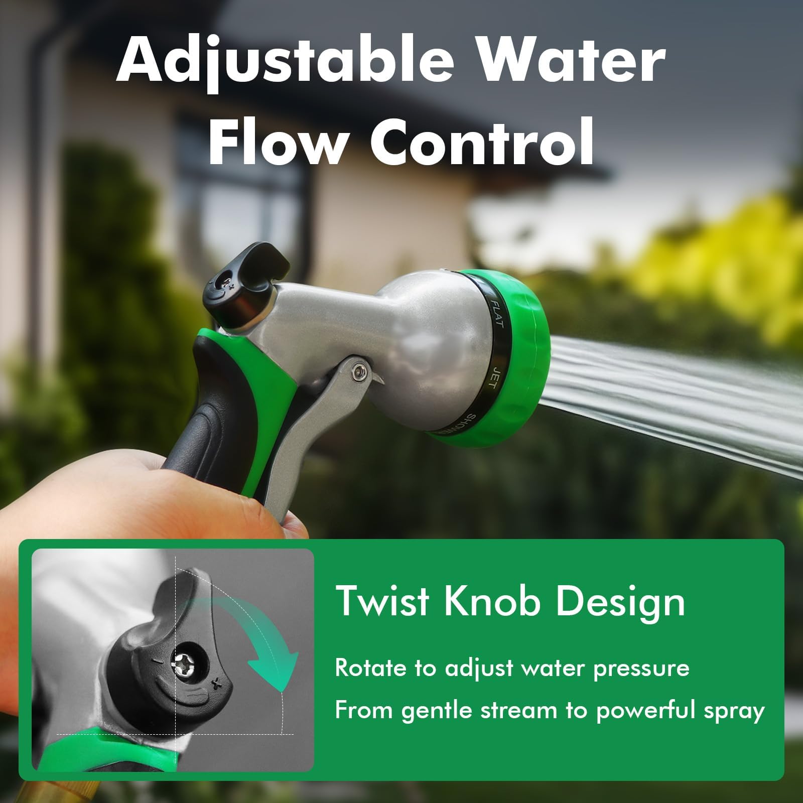RESTMO Garden Hose Nozzle, Heavy Duty Metal Water Hose Nozzle with 7 Adjustable Spray Patterns, High Pressure Hand Sprayer with Flow Control, Best for Watering Plants & Lawns, Washing Cars & Pets 🍁 All In One Marketplace Canada