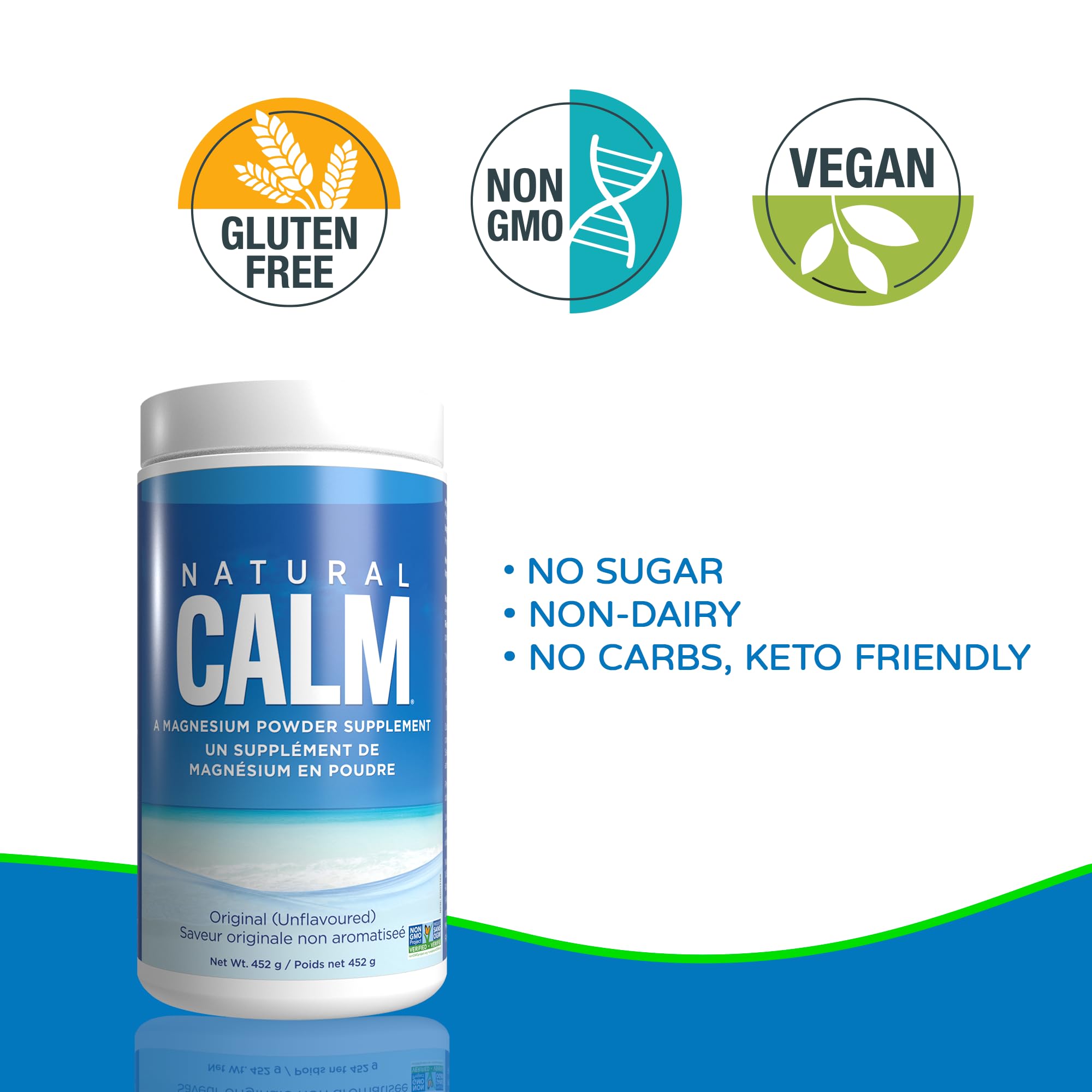 Natural Calm Magnesium Citrate Powder (Unflavoured) 452g - Quick Absorbing - Loved Magnesium Drink 🍁 All In One Marketplace Canada