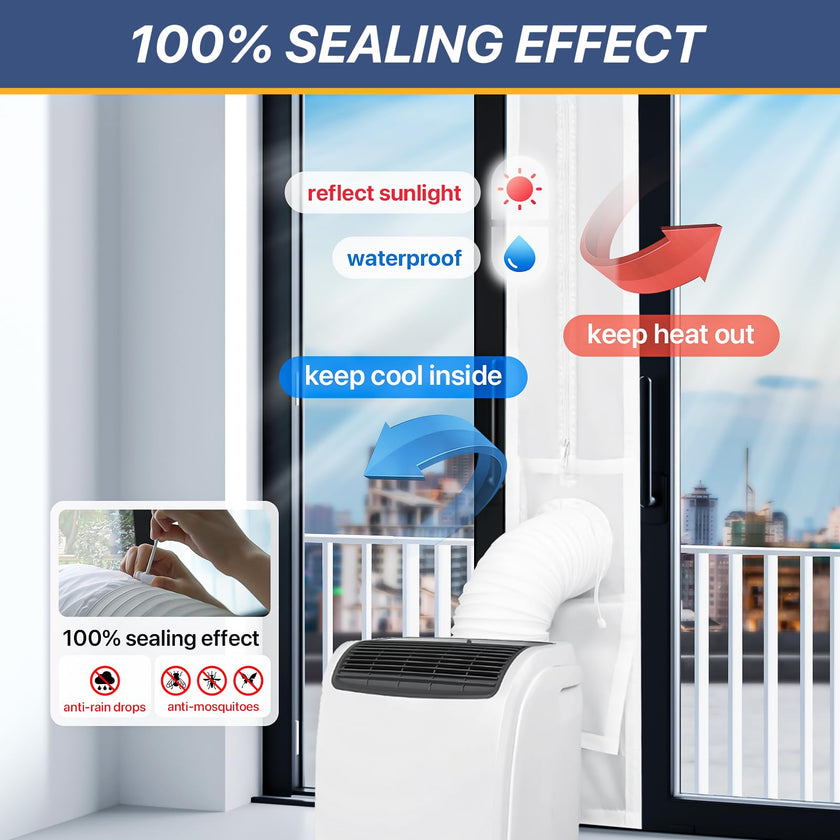 LOVIGA Universal Sliding Door Seal for Portable Air Conditioner and Dryer, 100% Sealing AC Door Vent Kit for Max 15cm Diameter Exhaust Hose, 25X192~232 Length Adjustable for Moblie A/C 🍁 All In One Marketplace Canada