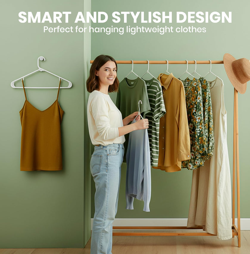 Utopia Home Plastic Hanger, 50 Pack, White Clothes Hangers with Hooks, Durable Heavy Duty Coat Hangers for Shirts, Pants, Skirts, Jackets, Blouses, Dresses, and Everyday Closet Organization 🍁 All In One Marketplace Canada