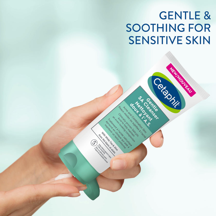 Cetaphil Gentle Salicylic Acid Face Wash Cleanser, Exfoliating Facial Cleanser for Acne-Prone Skin, Pore Minimizer with Aloe & White Tea, Dermatologist Recommended, 124ml 🍁 All In One Marketplace Canada