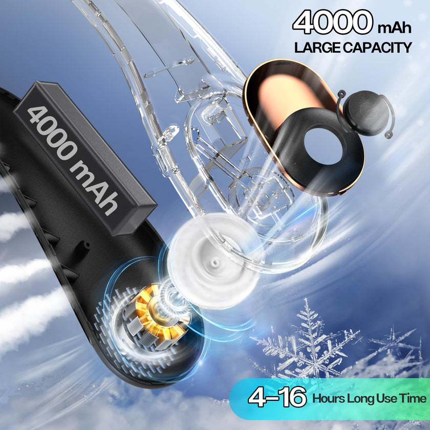 Portable Neck Fan with LED Display & 360° Cooling Airflow, 3 Speed Settings Bladeless Cooler, 4000mAh Rechargeable Battery, Ultra-Quiet Personal Fan for Home, Office, Travel, Sports 🍁 All In One Marketplace Canada