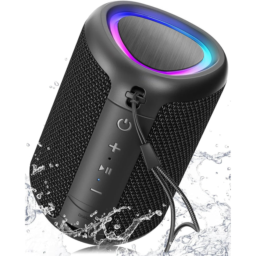 Portable Bluetooth Speaker with Lights, Powerful Crystal Clear Sound, IPX5 Waterproof, All Day Playtime, AUX&TF-Card Input, Bluetooth 5.3, TWS Paring, Small Wireless Speaker for Outdoor, Gift Ideas 🍁 All In One Marketplace Canada