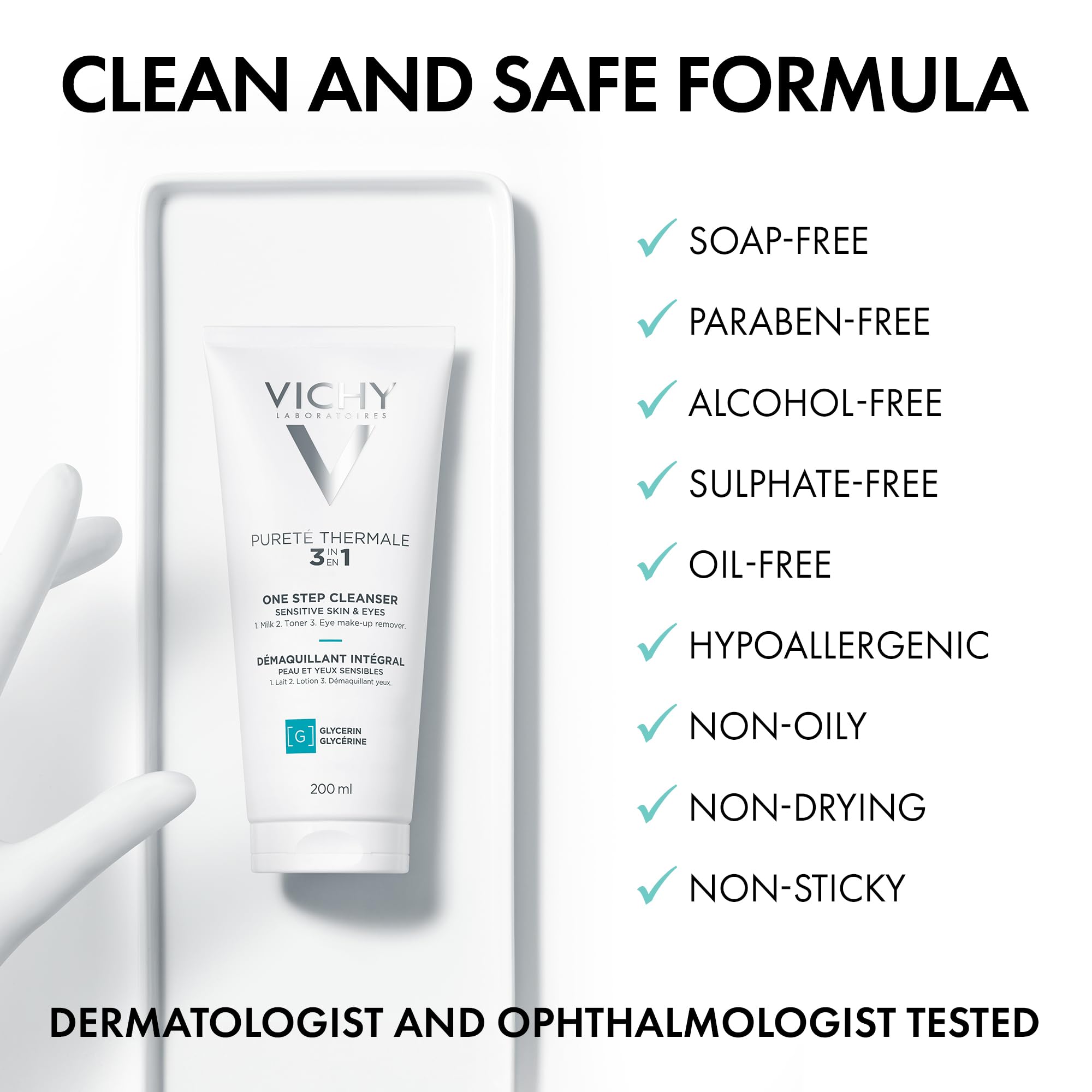 Vichy Gentle Facial Cleanser and Makeup Remover, Purete Thermal 3-in-1 Face Cleanser for Sensitive Skin, Hypoallergenic, Dermatologist Recommended, Paraben-Free, 200mL 🍁 All In One Marketplace Canada