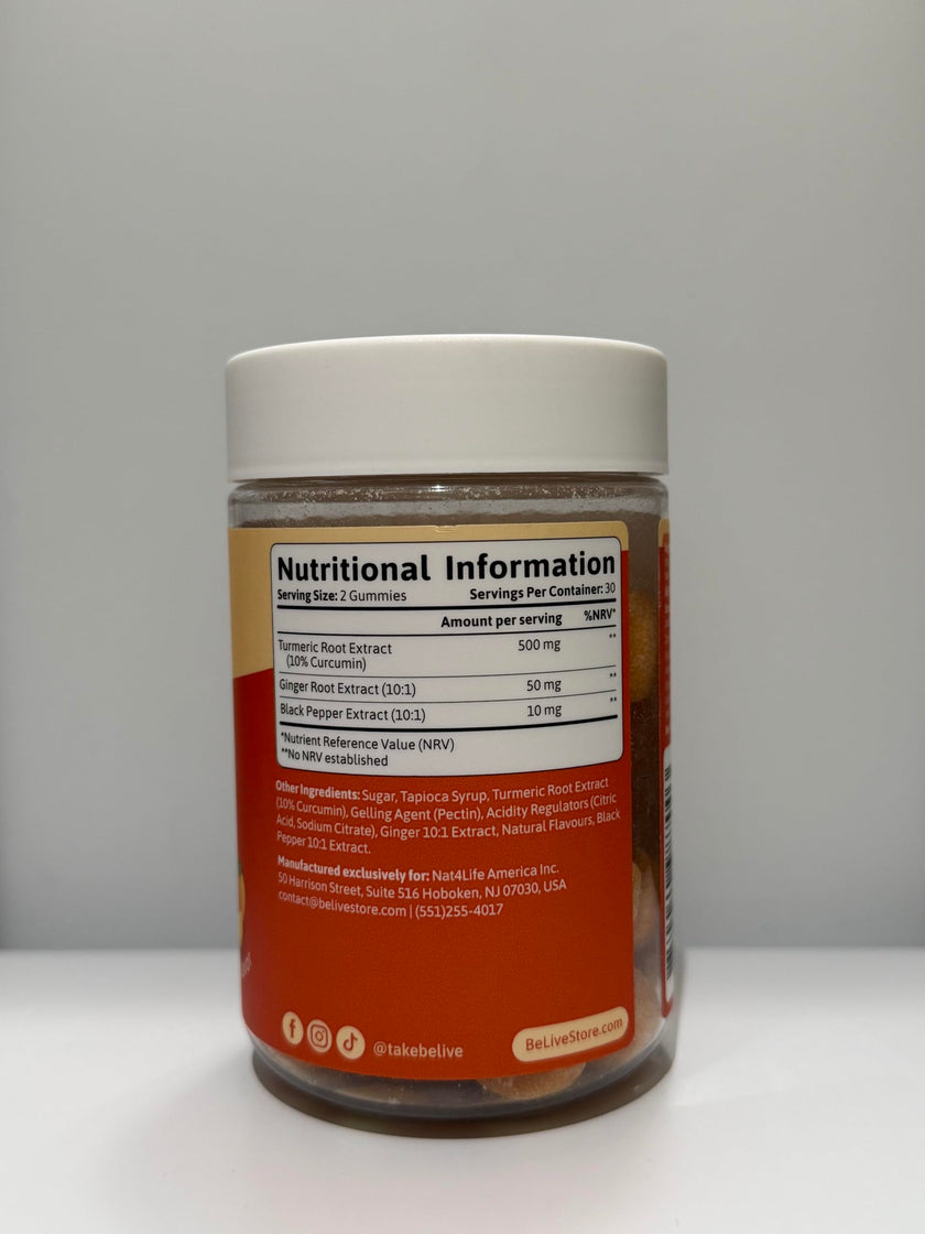 BeLive Turmeric Curcumin with Black Pepper & Ginger - 60 Gummies I Turmeric and Ginger Supplement for Immune Support, Healthy Skin, and Mobility - Tropical Flavor 🍁 All In One Marketplace Canada